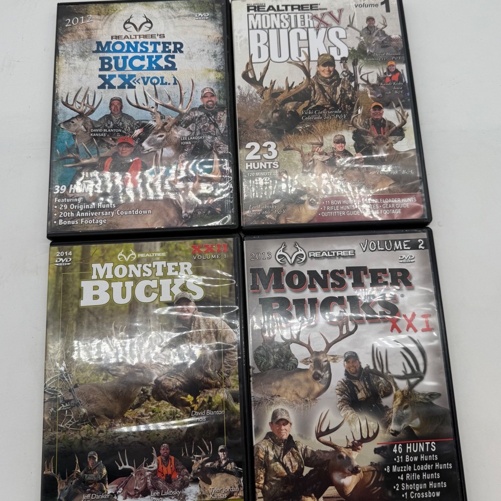 Realtree Monster Bucks DVD Lot of 4 Volumes XV XX XXI XXII Deer Hunting Videos‎